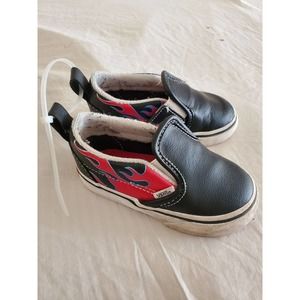 Baby vans black leather flames